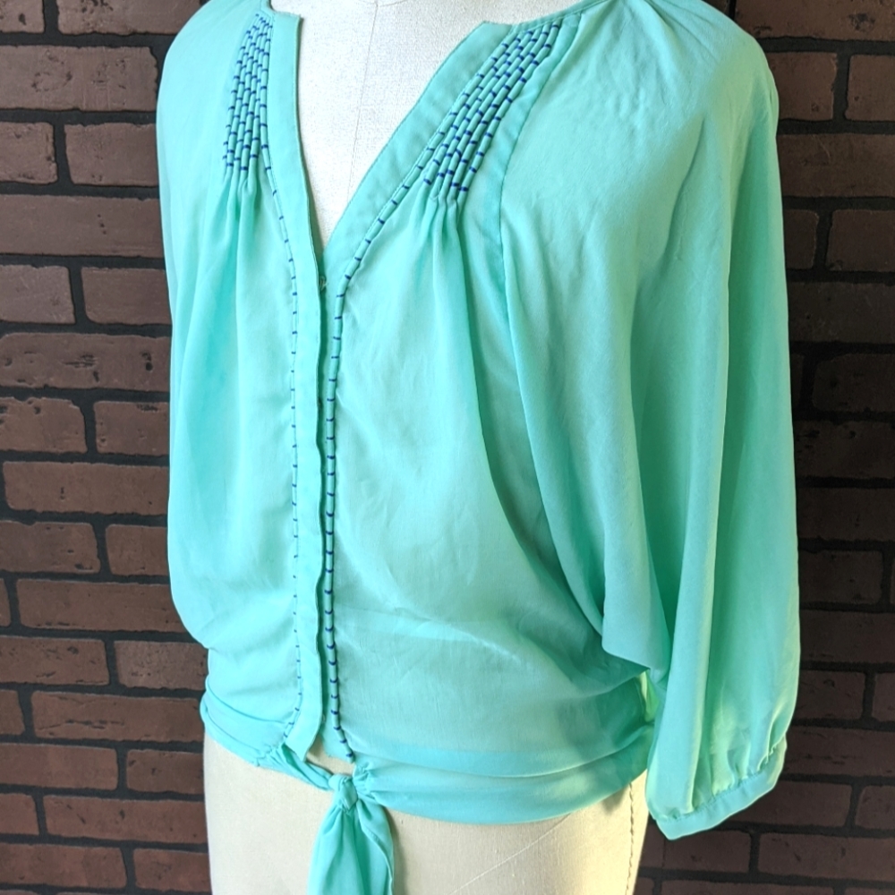 Teal Laced Back Blouse